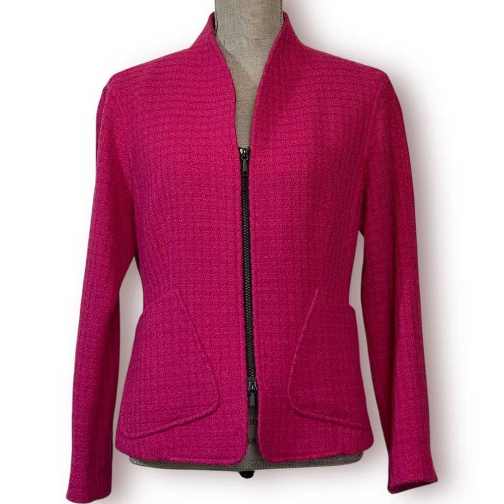 LAFAYETTE 148 NY Fuchsia Tweed Zip Jacket Blazer Valentine’s Day
